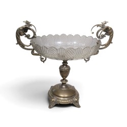 Coupe ovale en cristal et métal argenté