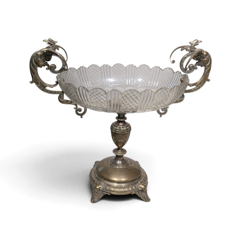 Coupe ovale en cristal et métal argenté