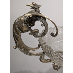 Coupe ovale en cristal et métal argenté