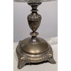 Coupe ovale en cristal et métal argenté