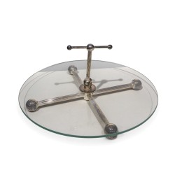 Plat à fromage en verre et métal argenté