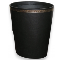 Corbeille à papier ovale en cuir noir