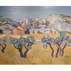 Tableau \"Les Alpilles\" signé Yves BRAYER