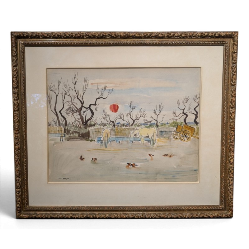 Aquarelle "Camargue" signé Yves BRAYER