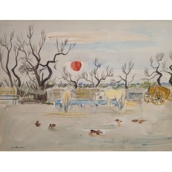 Aquarelle "Camargue" signé Yves BRAYER