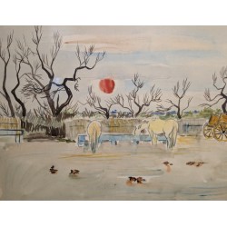 Aquarelle "Camargue" signé Yves BRAYER