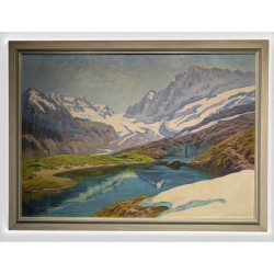 Tableau "Glacier d'Aletsch" signé H.-E. HUGUENIN