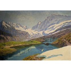Tableau "Glacier d'Aletsch" signé H.-E. HUGUENIN