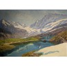 Tableau "Glacier d'Aletsch" signé H.-E. HUGUENIN