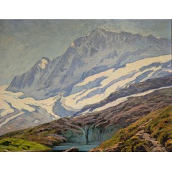 Tableau "Glacier d'Aletsch" signé H.-E. HUGUENIN
