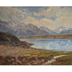 Tableau "Bettmersee" signé H.-E. HUGUENIN