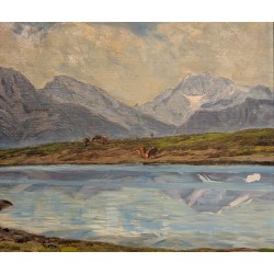 Tableau "Bettmersee" signé H.-E. HUGUENIN