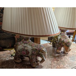 Paire de lampes "Eléphant" avec abat-jour beige