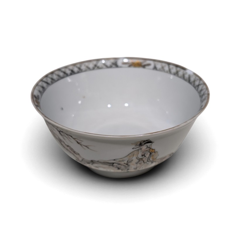 Bol en porcelaine décor de grisaille