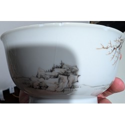 Bol en porcelaine décor de grisaille