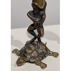Paire de bougeoirs Grenouille et tortue