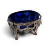 Salière en argent et coupelle en verre cobalt