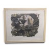 Xylographie "Chevêche et pie" par Robert HAINARD