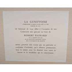 Xylographie "Chevêche et pie" par Robert HAINARD