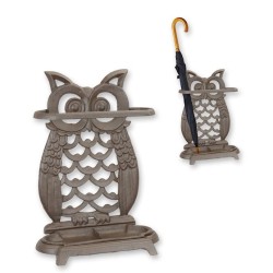 Porte-parapluies Hibou en fonte brune