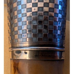 Canne pomeau en argent à damier