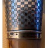 Canne pomeau en argent à damier
