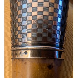 Canne pomeau en argent à damier