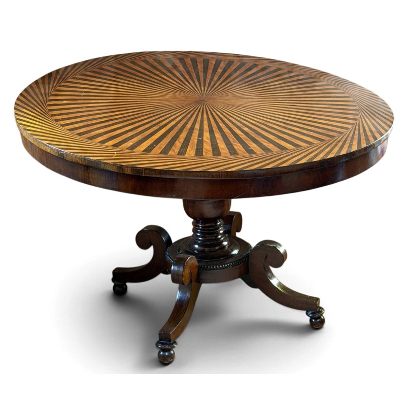 Grand guéridon rond marqueté