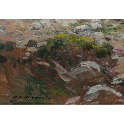 Tableau "Bettmersee" signé H.-E. HUGUENIN