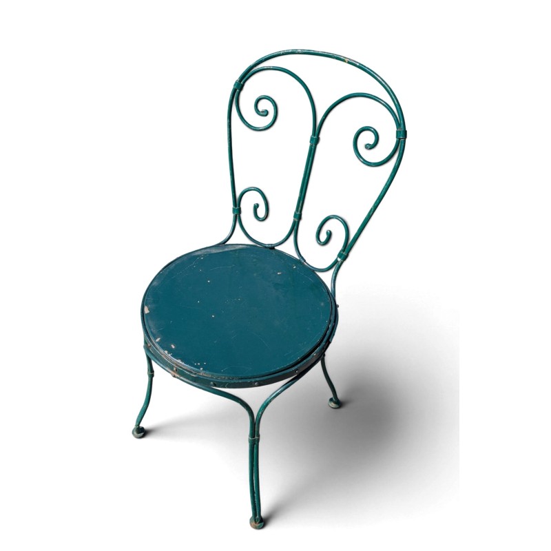 Chaise en fer forgé vert