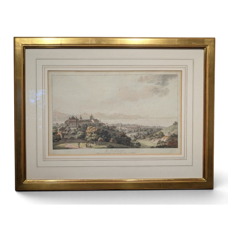 Gravure "Vue de Lausanne" par ABERLI
