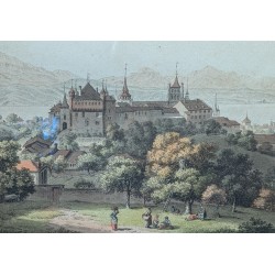 Gravure "Vue de Lausanne" par ABERLI