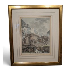 Gravure "Glacières du Grindelwald" par ABERLI