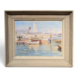 Aquarelle "Port de Genève" signée E. ZBINDEN 45