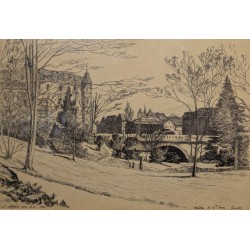 Gravure "Jardin de St-Jean" signée J. MÉGARD 1907