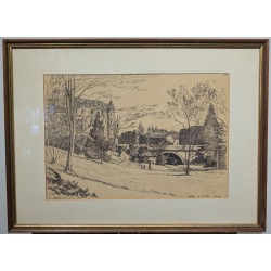 Gravure "Jardin de St-Jean" signée J. MÉGARD 1907