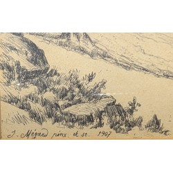 Gravure "Jardin de St-Jean" signée J. MÉGARD 1907