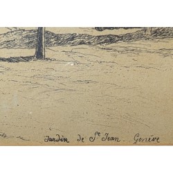 Gravure "Jardin de St-Jean" signée J. MÉGARD 1907