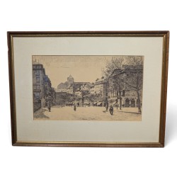Gravure "Place Longemalle" signée J. MÉGARD 96