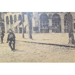 Gravure "Place Longemalle" signée J. MÉGARD 96