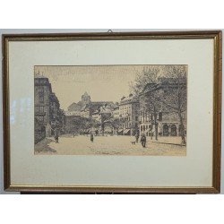 Gravure "Place Longemalle" signée J. MÉGARD 96