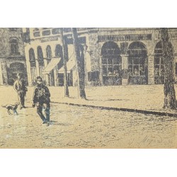Gravure "Place Longemalle" signée J. MÉGARD 96