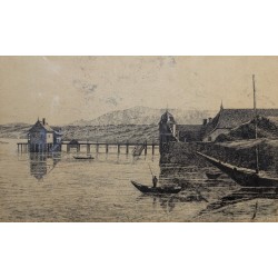 Gravure "Ancien Port au bois" signée J. MÉGARD 97