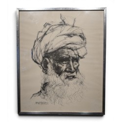 Gravure "Vieillard" signée Bashir MIRZA 67