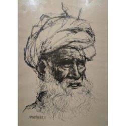 Gravure "Vieillard" signée Bashir MIRZA 67