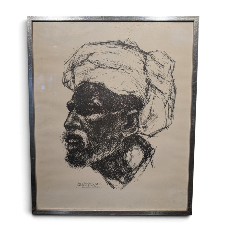 Gravure "Homme" signée Bashir MIRZA 67