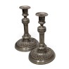 Paire de bougeoirs Louis XVI en bronze argenté
