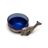 Salière Biche en argent 800, intérieur cobalt