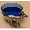 Salière Biche en argent 800, intérieur cobalt