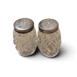 Sel et poivre en cristal et argent 800